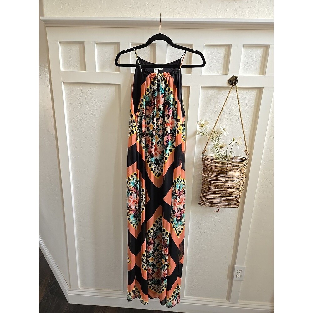 Emma Michelle 12 Sleeveless Floral Maxi Dress With Chiffon Overlay Stretch